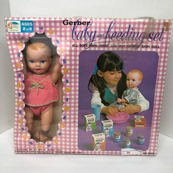 Vintage 1972 Milton Bradley Gerber Baby Doll and Feeding Set Pink Outfit in Box - Picture 1 of 6
